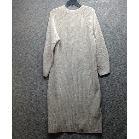 H&M Long Sleeve Knit Women’s Beige Soft Wool Blend Dress - Picture 2 of 6